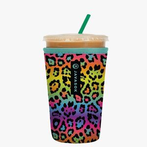 JavaSok Rainbow Leopard - keep drinks cold! Medium 22-28oz, nwt